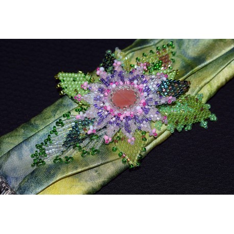 Bracelet en shibori et peyote "fleurs"