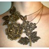 Collier en dentelle noire et dorée