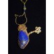 Collier en wire wrapping «chat et perle lapis lazuli»