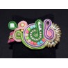 Bracelet en simili daim clouté et soutache