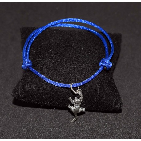 Bracelet en noeuds chinois  boules simples et breloque chat