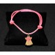 Bracelet en noeuds chinois  boules simples et breloque robe