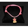 Bracelet en noeuds chinois  boules simples et breloque robe