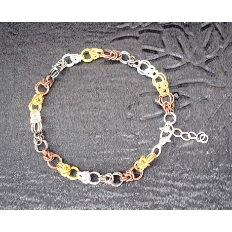 Bracelet chaine maille en anneaux de 4 couleurs pour homme ou femme