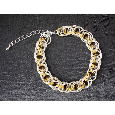 Bracelet chaine maille en anneaux de 3 couleurs pour homme ou femme